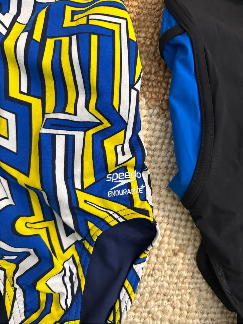 2pc - Speedo Girls' Blue & Yellow Geometric One-Piece Swim Suit 8/24